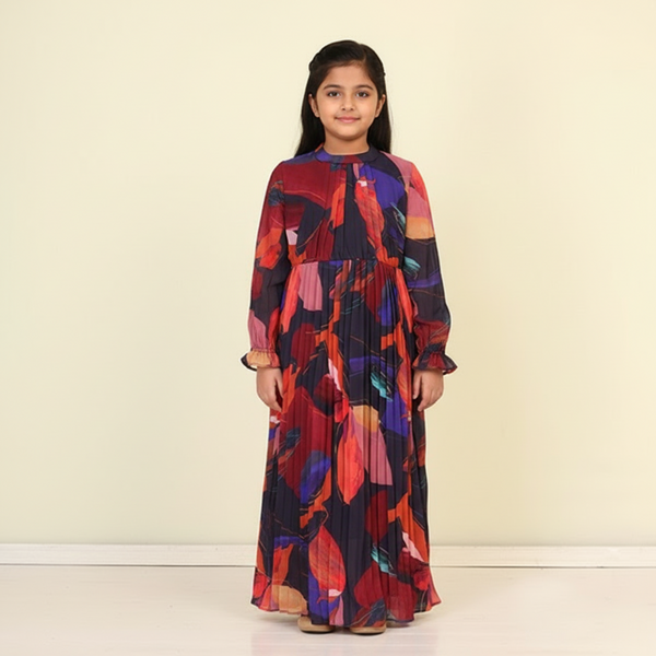 GEORGETTE PETAL DESIGN WITH A STIFF COLLAR AND FULL SLEEVE