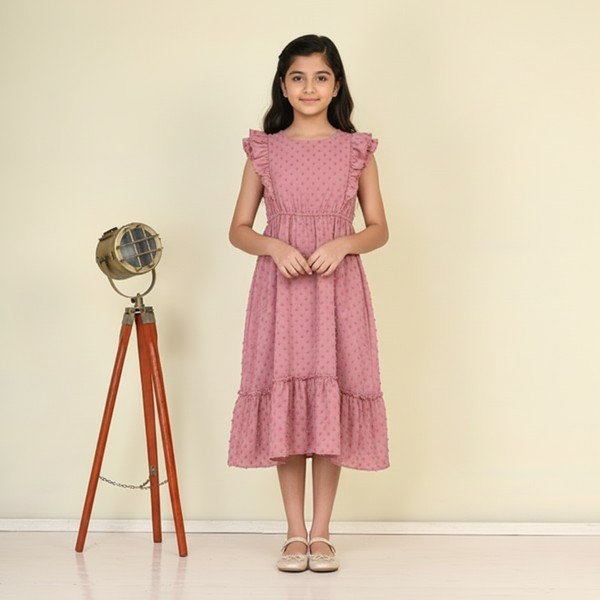 PURPLE DRESS WITH A TOP RUFFLES
