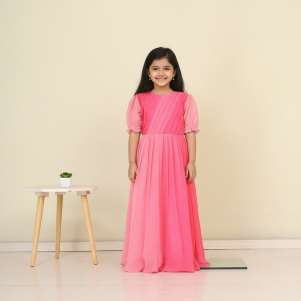 FADE PINK GEORGETTE DIAGONAL PLEATED