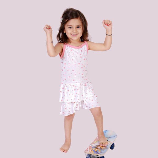 Bears Cub Sleeveless Set For Girls - White