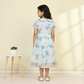ICE BLUE CHANDARI WITH GOLDEN LUREX BODER AND FLOWER PRINTED
