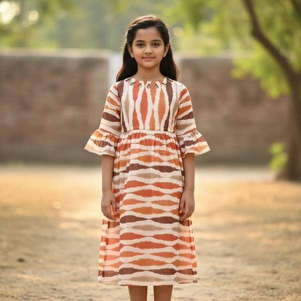 GEORGETTE DIGITAL PRINT WITH A RAIN DROP NECK