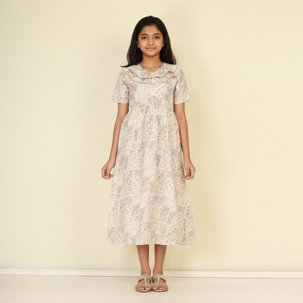 DIGITAL PRINTED SOFT SILK ON OFF WHITE