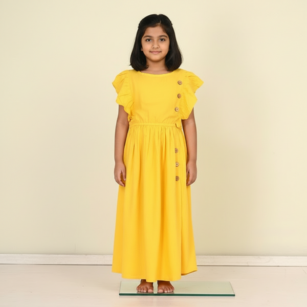 YELLOW RAYON WITH COCONUT BUTTON