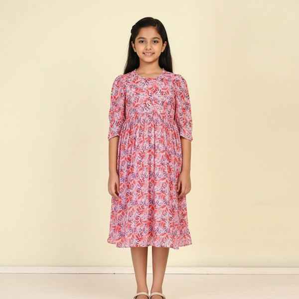 GEORGETTE FLORAL DIGITAL PRINTED WITH BOTTOM PLEATED
