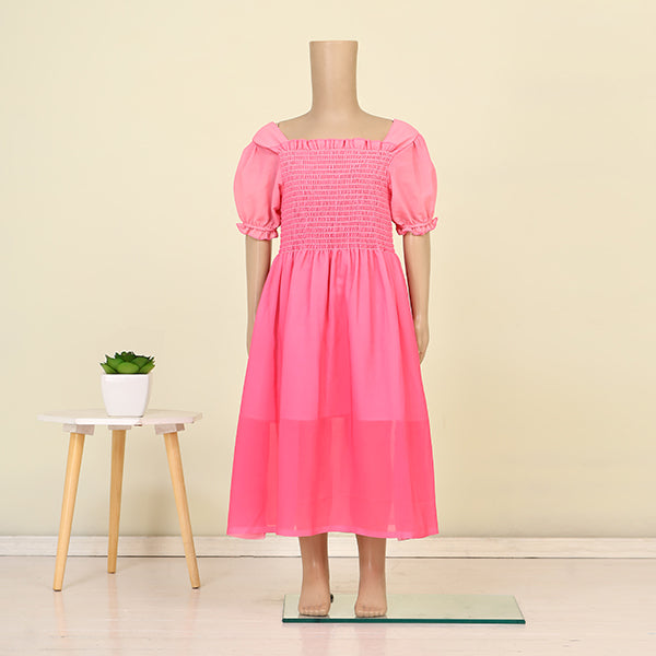 HOT SMOCKING FADE PINK GEORGETTE