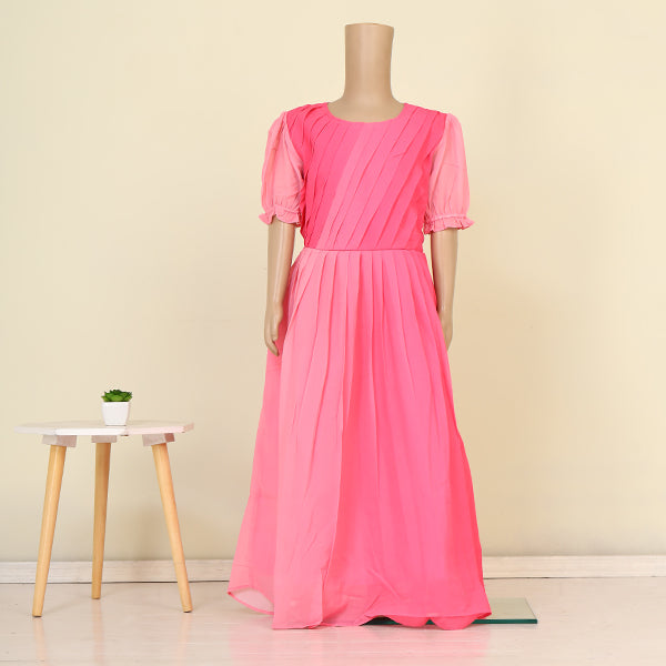 FADE PINK GEORGETTE DIAGONAL PLEATED