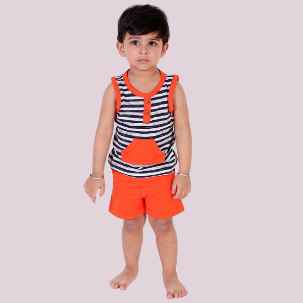 Bears Cub Sleeveless Set For Boys - Orange