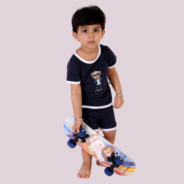 Bears Cub Half Sleeve Set For Boys - Navy