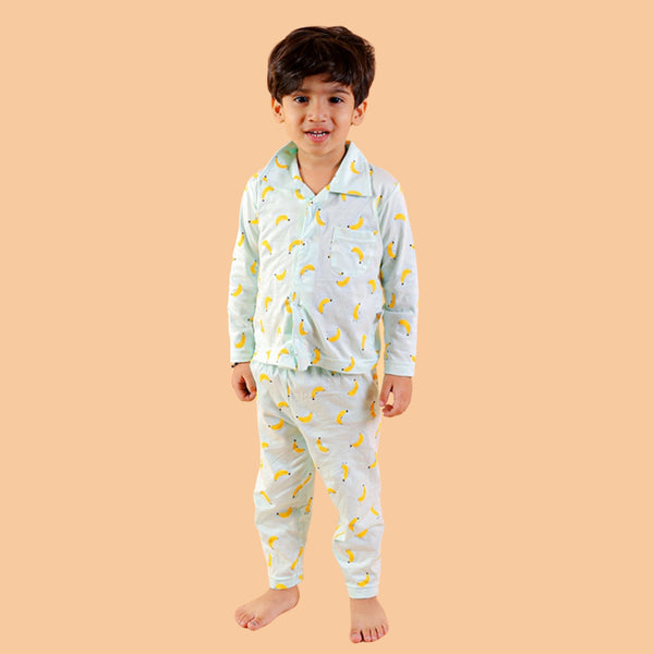 Bears Cub Full Sleeves Printed Night Suit For Boys - Green